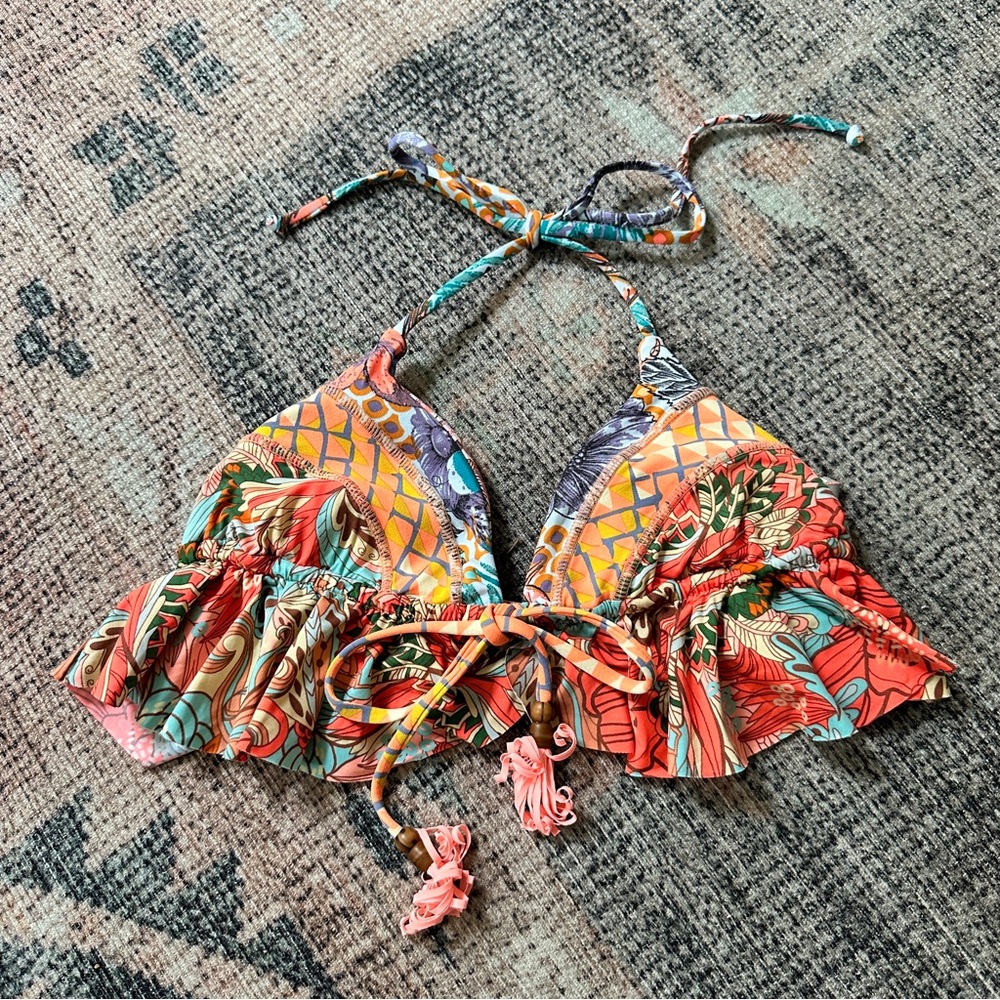 Maaji Boho Colorful Pattenred Bikini Top sz M
